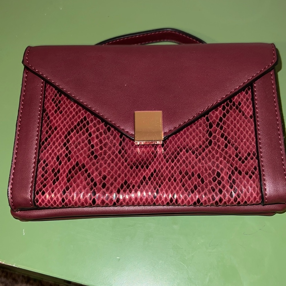 Burgundy Snake Print Bag